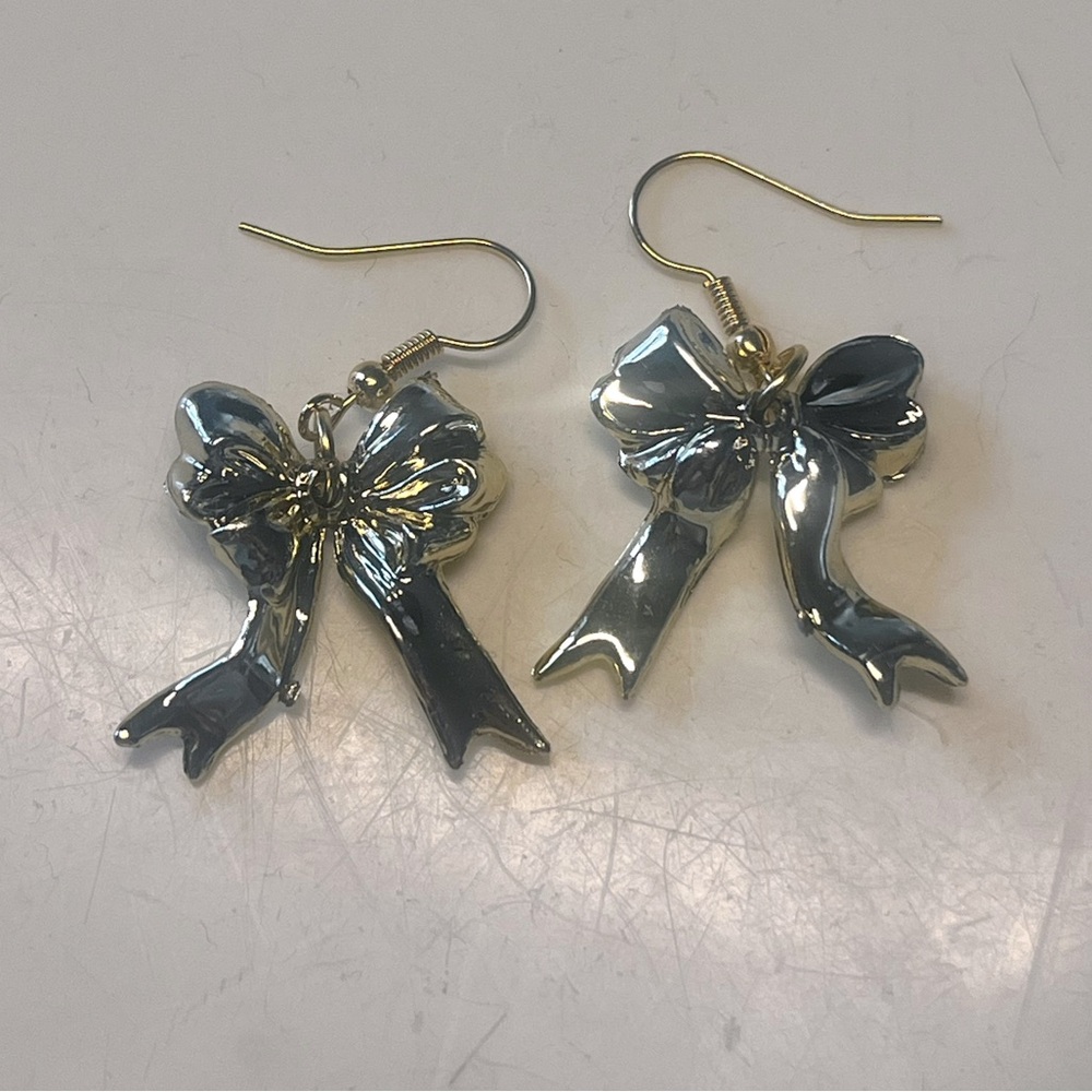 Vintage Gold Bow Earrings Handcrafted